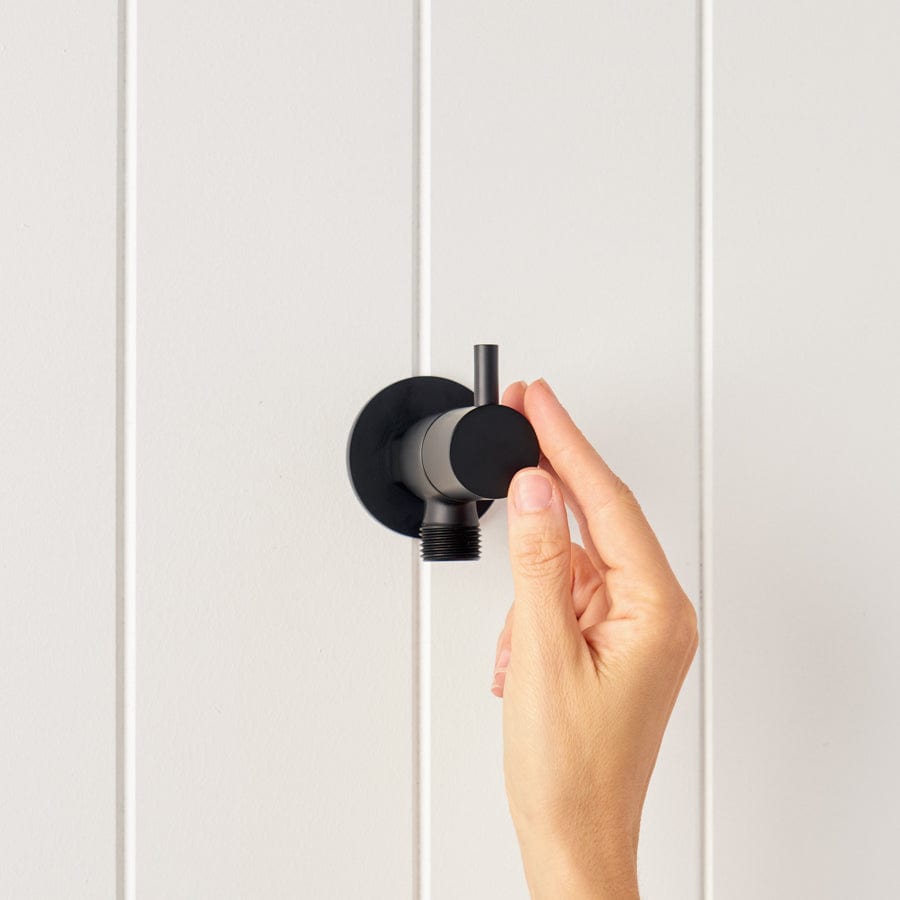 1/4 Turn Angle Valve in Matte Black - Durable Brass Water Shut Off Valve for Sink, Toilet & Plumbing - Perfect for Home, Bathroom & Kitchen Repairs