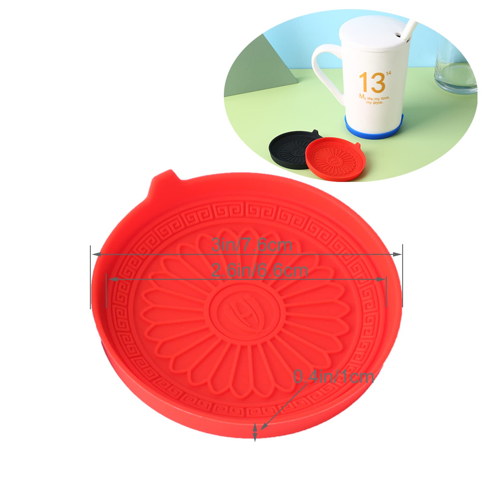 4-Pack Universal 3-Inch Silicone Car Cup Holder Coasters - Non-Slip Soft Drink Mats for Most Vehicles, Red - Perfect for Coffee, Soda & Water Bottles in Car, Truck or SUV