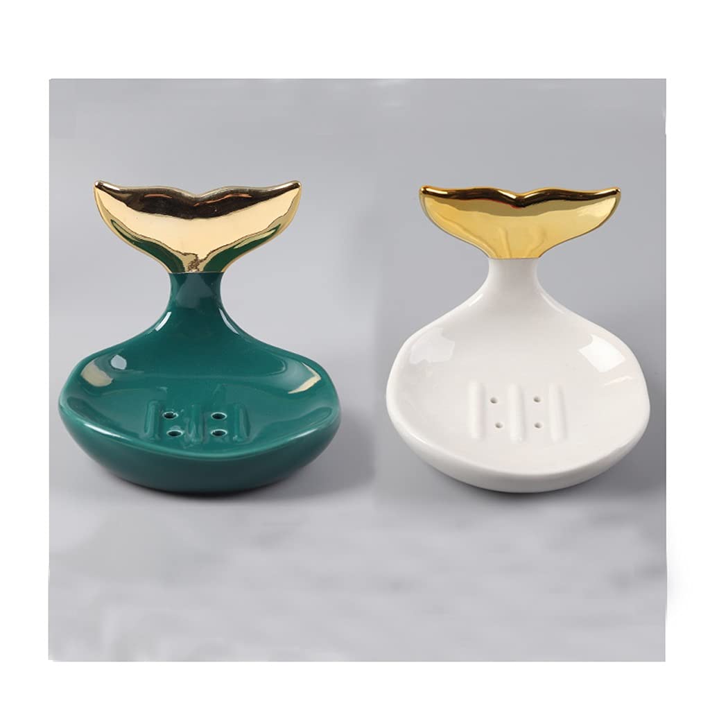 Nordic Ceramic Soap Dish with Drain - Cute Bathroom Soap Holder for Home Decor, Personalized Soap Tray (Set of 2) - Perfect for Vanity, Sink Counter, and Guest Bathroom Organization