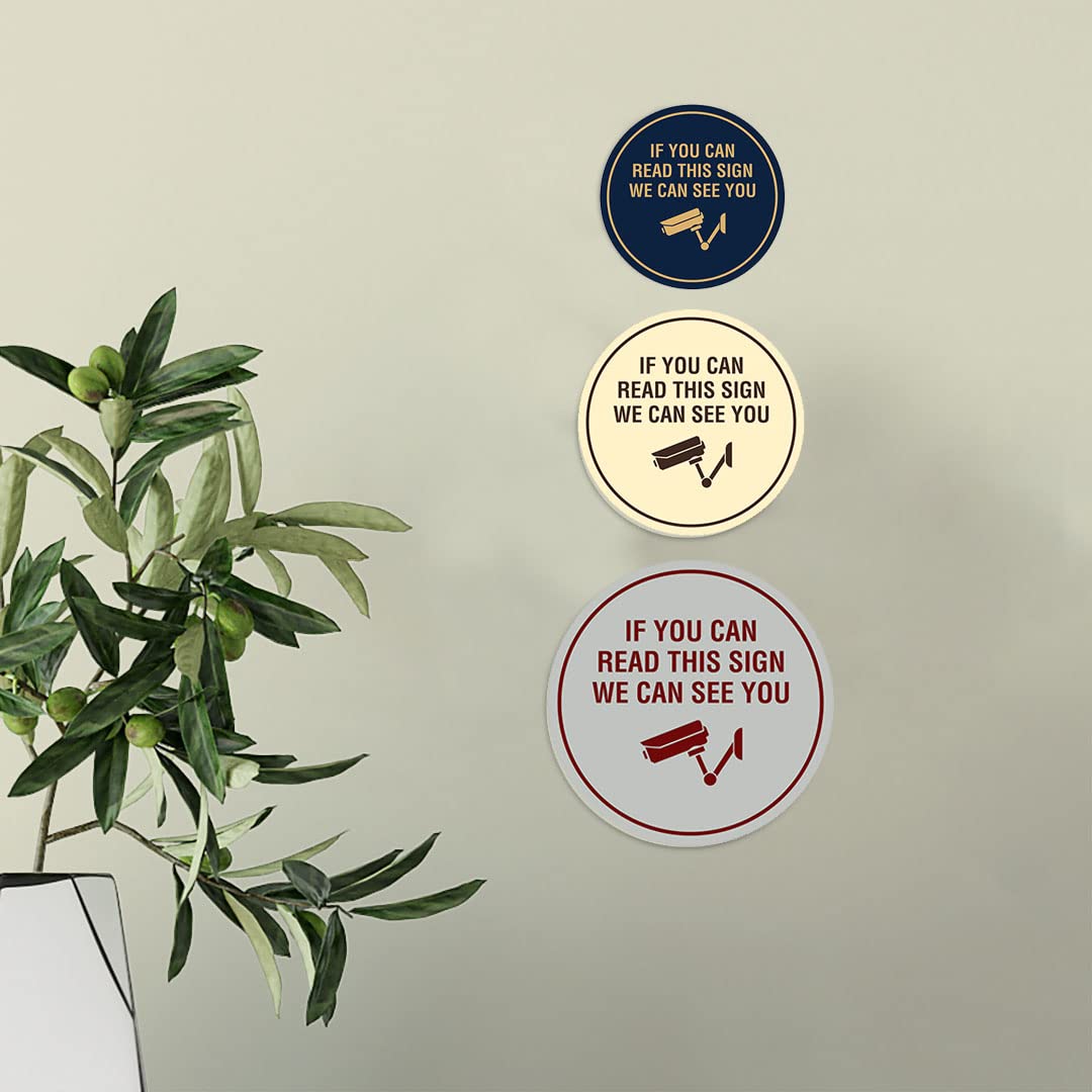 Circle If You Can Read This Sign - CCTV Security Camera Warning Decal (12x12 Inch Blue) for Stores, Offices & Public Areas - Deter Theft & Enhance Safety