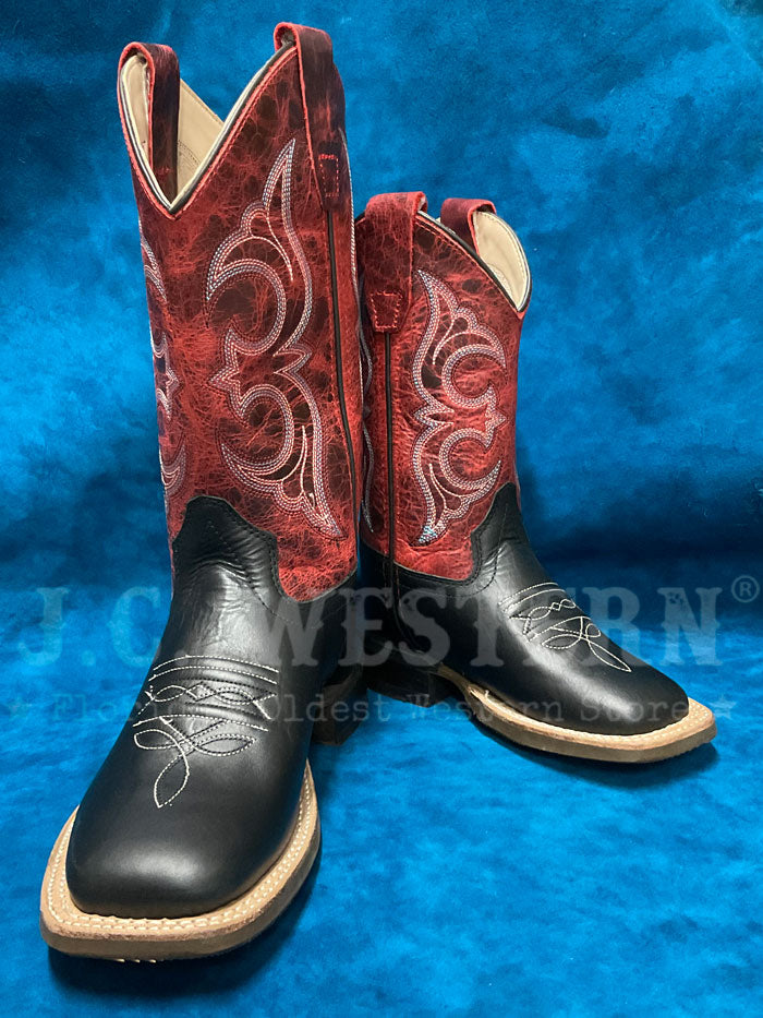 Old West BSC1972 BSY1972 Kids Square Toe Western Boots - Black Cowboy Boots for Boys & Girls - Perfect for Rodeo, Horse Riding & Western Style Outfits