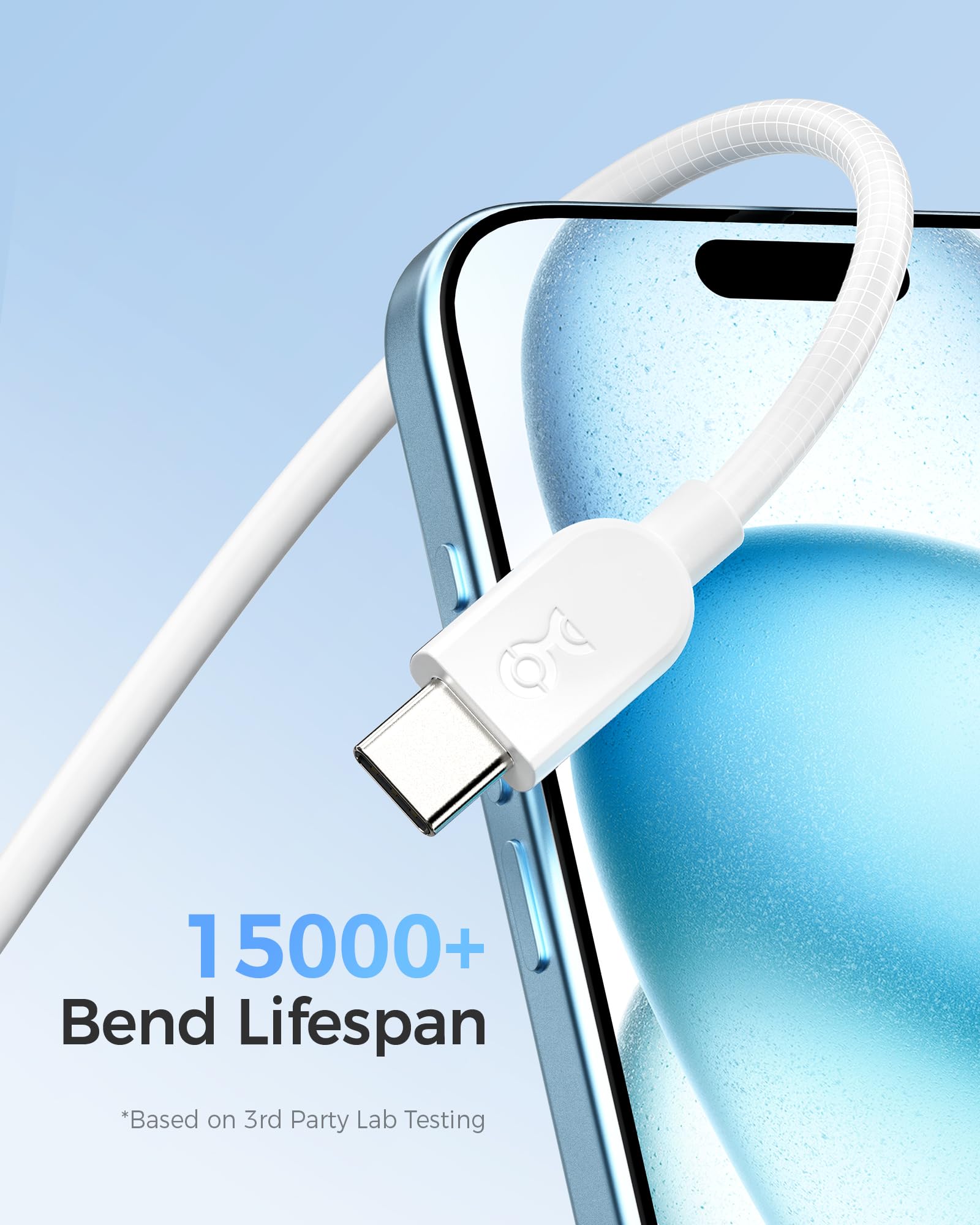 Cable Matters 3-Pack 1ft USB C Charging Cable - Extreme Flexible Short USB-C Cord (60W Fast Charging, 480Mbps Data) for iPhone 16/15, Galaxy S24, iPad Pro - Compatible with Apple CarPlay & Android Auto | Perfect for Car, Office & Travel Charging