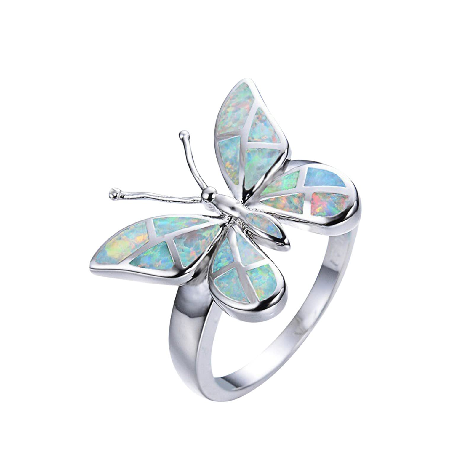 Retro Butterfly Zircon Ring for Women - Elegant Star & Butterfly Design Fashion Jewelry, Size 5-11 (Multicolor, 8) - Perfect for Parties, Weddings & Everyday Wear