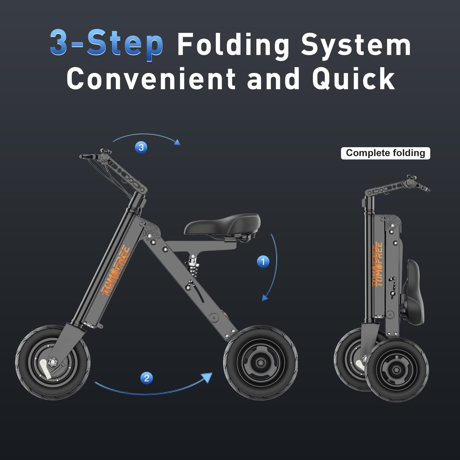 3 Wheel Electric Scooter for Adults with Seat - 41.84lbs Lightweight Folding Mobility Scooter for Seniors - 15MPH Speed & 15 Miles Range - Foldable Mini Tricycle with LED Display (Black) - Perfect for Commuting, Shopping & Outdoor Recreation