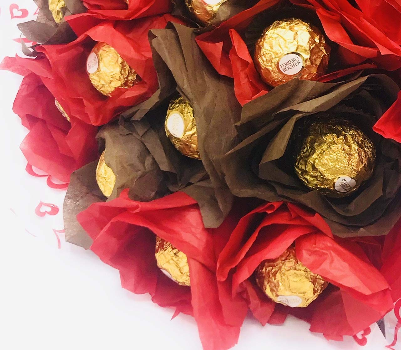Premium Gourmet Hazelnut Milk Chocolates - 24 Count Luxury Chocolate Gift Box with Edible Red Roses | Valentine's Day, Anniversary, Birthday Gift for Her/Him | Romantic Present, Corporate Gift, Wedding Favors