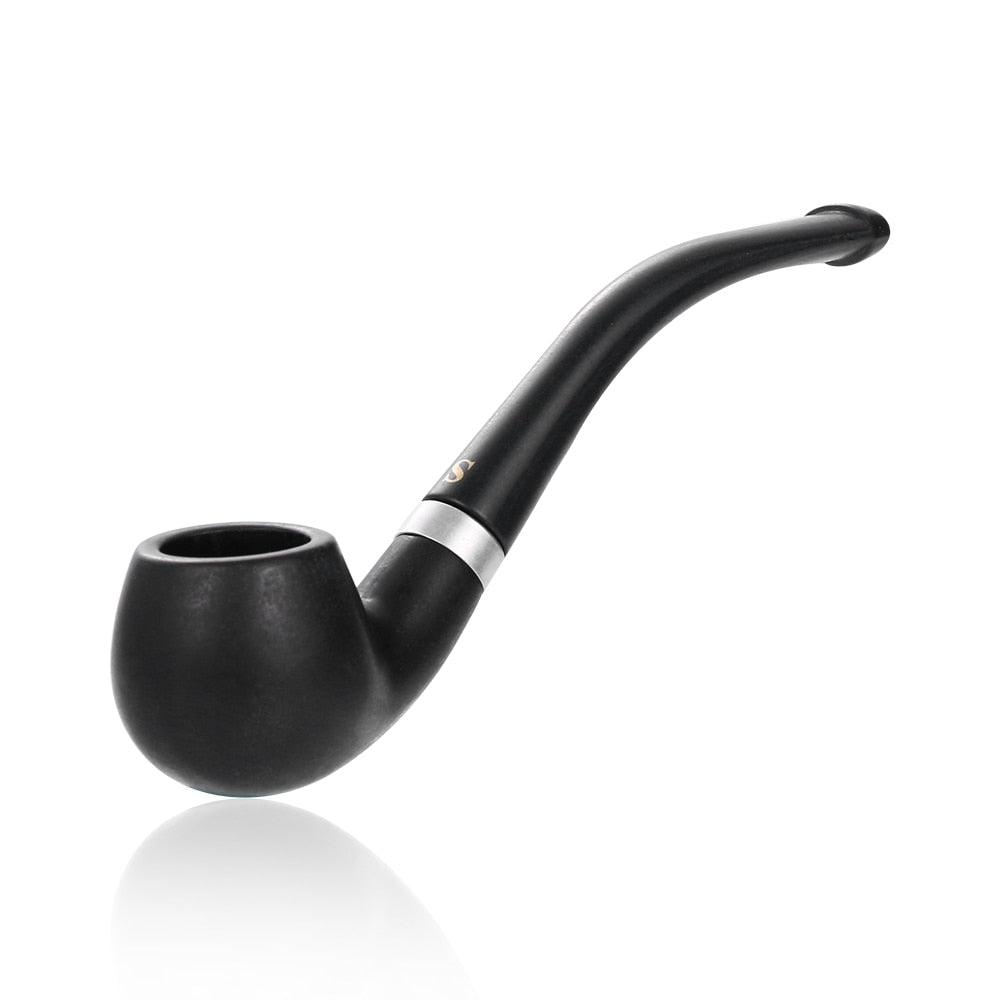 Handmade Black Vintage Wood Tobacco Pipe - 110mm Curved Design for Smooth Smoking | Durable & Stylish for Relaxation, Gifts & Collectors