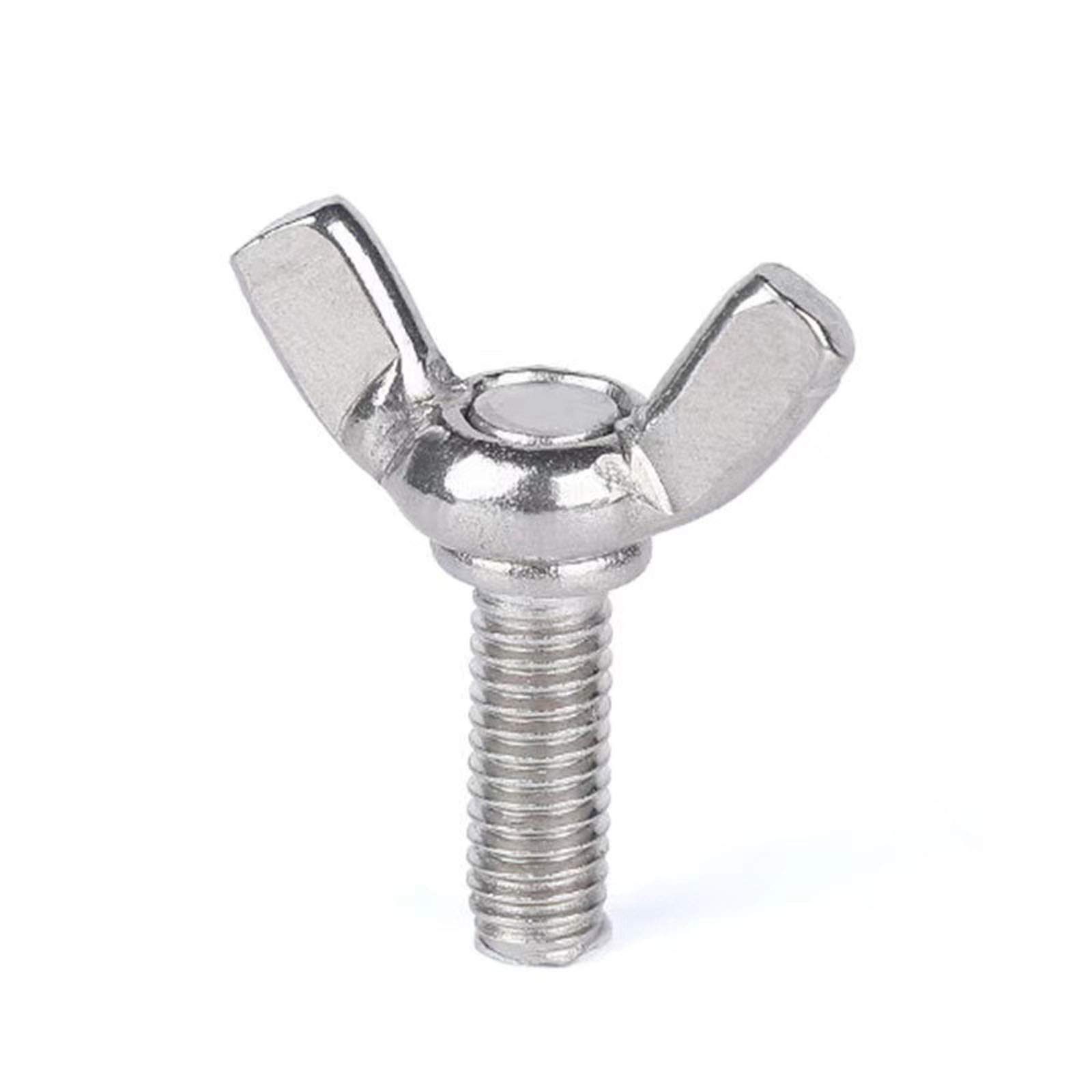 10pcs M6-1.0x20mm 304 Stainless Steel Wing Bolts - for Machinery & DIY Projects