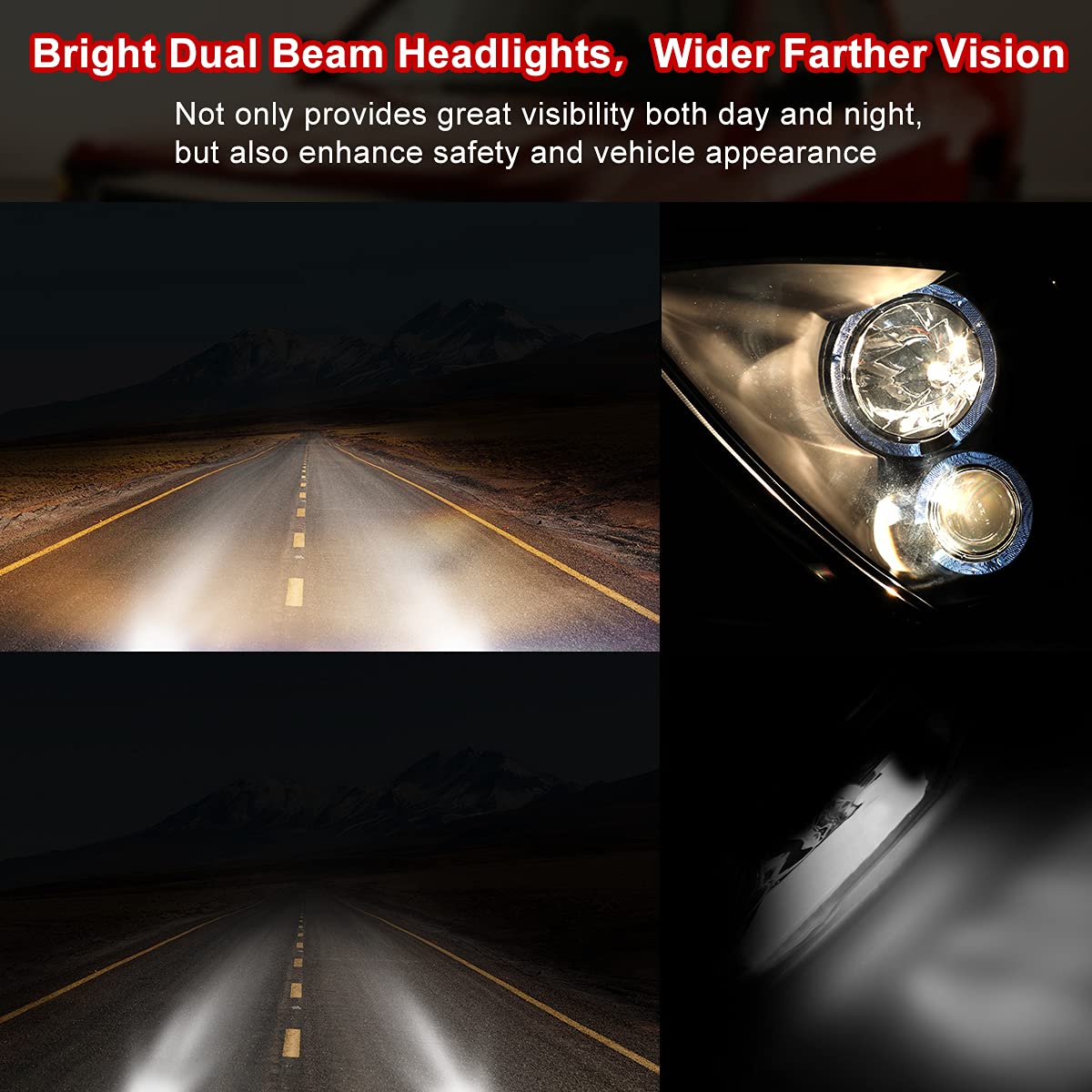 ROXX Halo Projector Headlights Assembly for 2000-2005 Mitsubishi Eclipse - Dual Beam, Clear Lens, Black Middle Board (Driver & Passenger Side) | Enhanced Night Visibility & Stylish Upgrade for Your Car