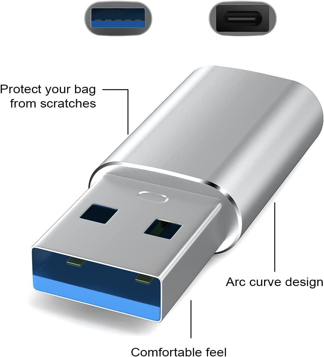 4-in-1 USB C Hub Adapter - 3 USB 2.0 & 1 USB 3.0 Ports, Ultra Slim Portable USB C Dongle for MacBook Pro/Air, iMac, Surface Pro, XPS & Windows Laptops - Perfect for Office, Travel & Home Use (Silver)