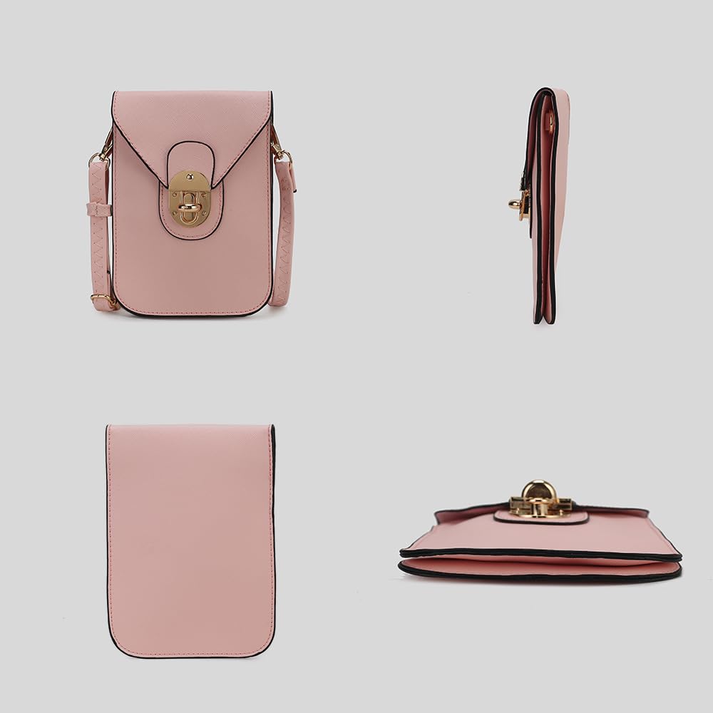 MKF Collection Small Crossbody Cell Phone Bag for Women - Fashion Turn Lock Design, Adjustable Shoulder Strap by Mia K - Perfect for Everyday Use, Travel, Shopping & Outings