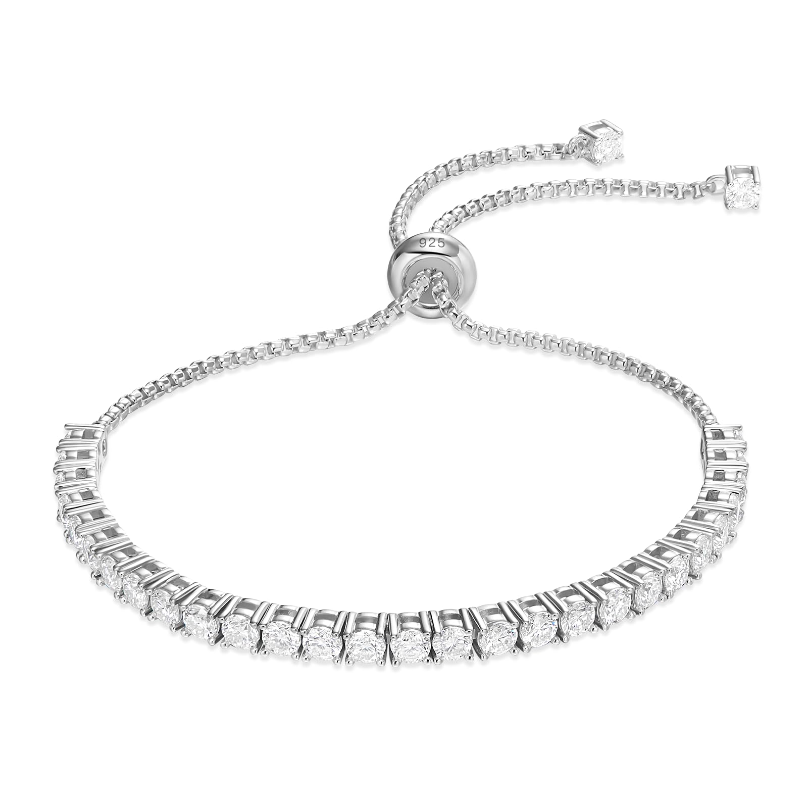 LOVE&LOVE Moissanite Tennis Bracelet for Women - 925 Sterling Silver Adjustable Diamond Simulator Bracelet - Elegant Jewelry Gift for Birthday, Anniversary, Valentine's Day - Perfect for Parties, Weddings & Special Occasions