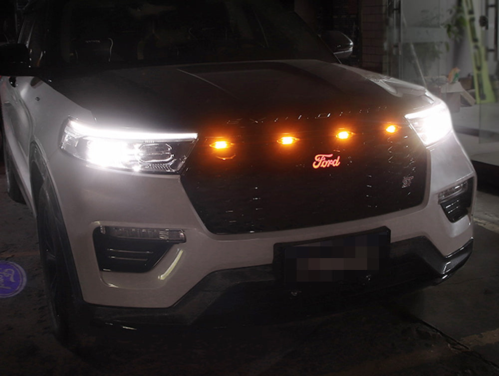 4-Piece Raptor Style Smoked Lens Amber LED Front Grille Light Kit - Universal Fit for Trucks & SUVs - Off-Road, Night Driving & Custom Styling