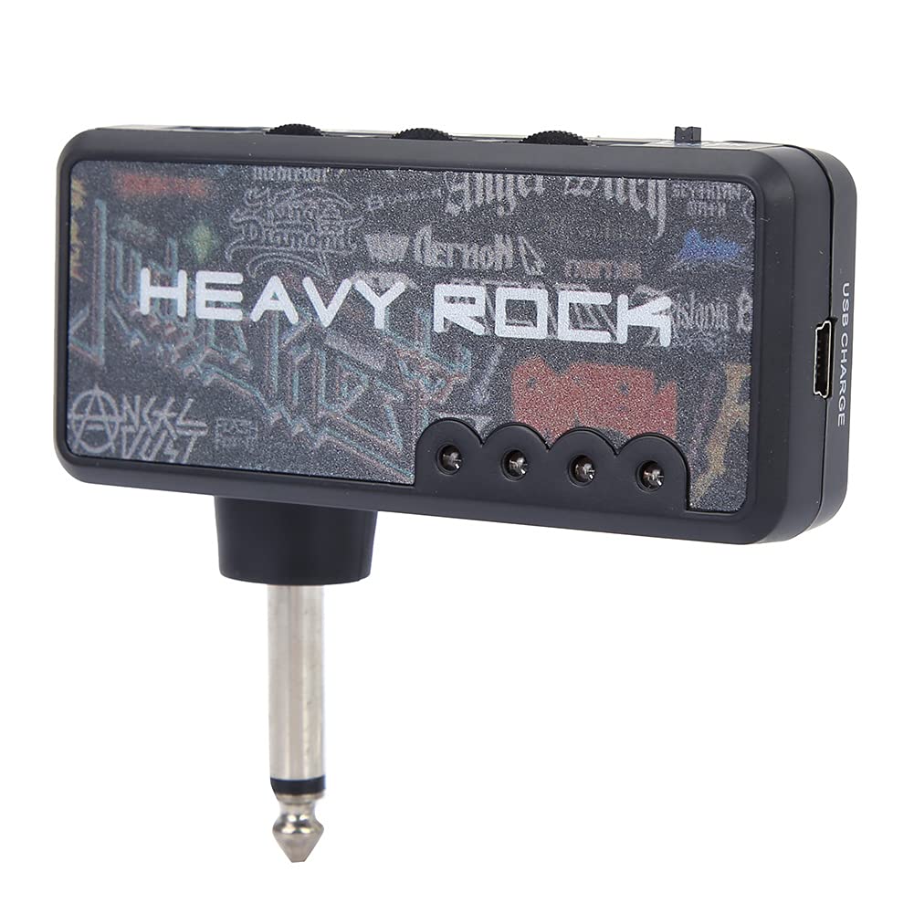 Portable Rechargeable Guitar Headphone Amp - Mini Plug-in Electric Guitar & Bass Amplifier for Practice, Travel & Home Use
