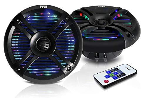Pyle PLMRX68LEB 6.5 Inch 500 Watt Marine Boat LED Light Black Waterproof Speakers - 4 Pack for Boats, Yachts, and Outdoor Marine Audio System