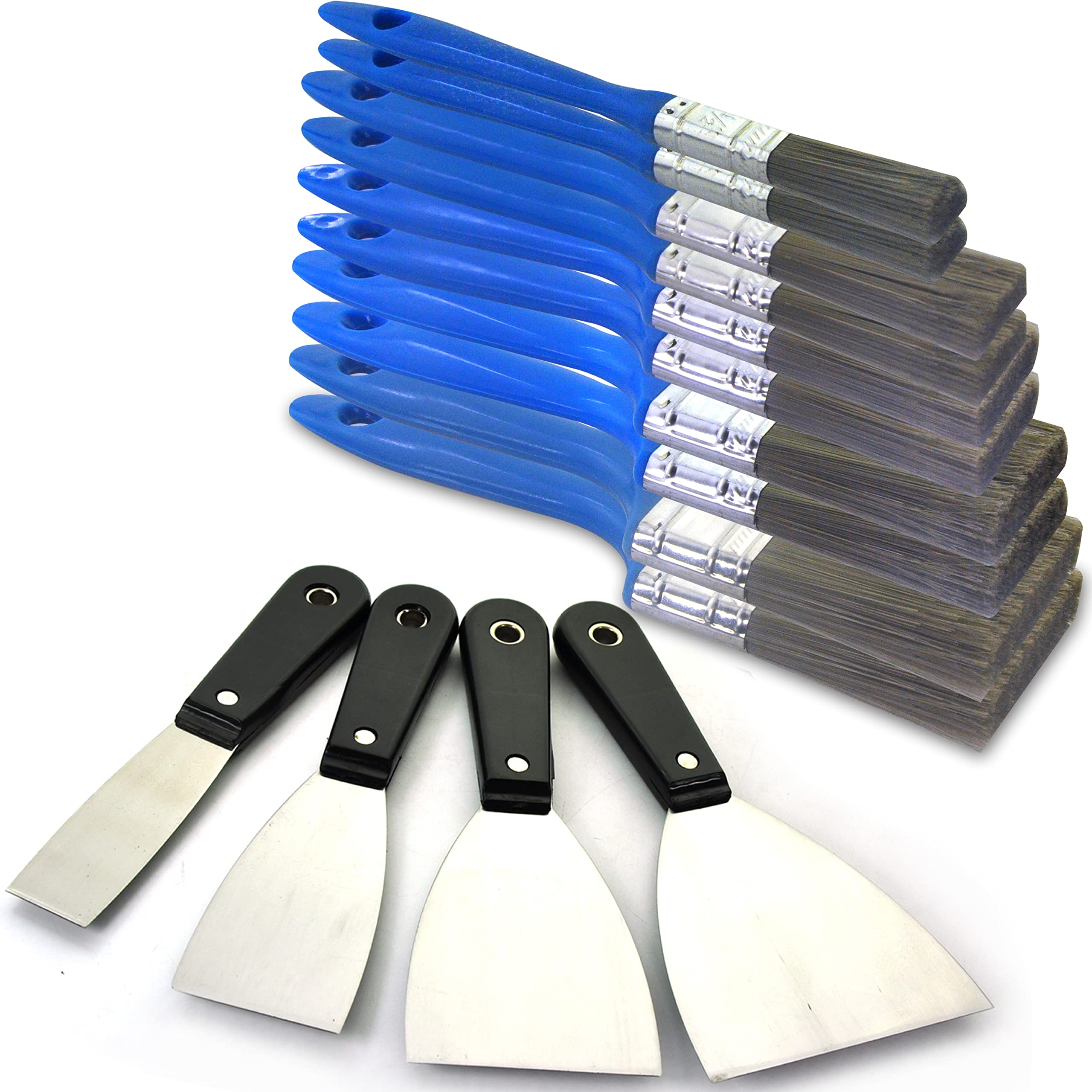 Great Andrew 14-Piece Professional Paint Brush Set - Includes Wall Brushes, Paint Scraper, Putty Knife & Cleaner for Home Repair & DIY Projects | Perfect for Interior Painting, Wall Touch-Ups & Craft Projects