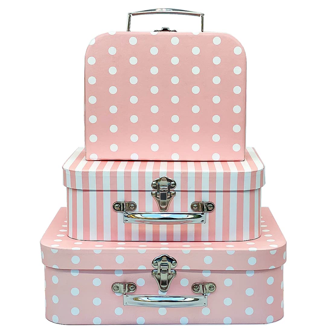 3-Piece Paperboard Suitcase Set for Barbie Doll Storage | Decorative Organizer Boxes for Doll Clothes, Toys, Photos & Accessories | Cute Gift Box for Girls | Perfect for Kids' Room Decor & Toy Organization
