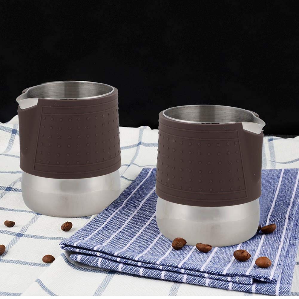 Stainless Steel Milk Frothing Pitcher 300ml with Silicone Cover - Professional Coffee Steaming Pitcher for Latte Art, Cappuccino & Hot Chocolate - Perfect for Home Baristas & Coffee Shops