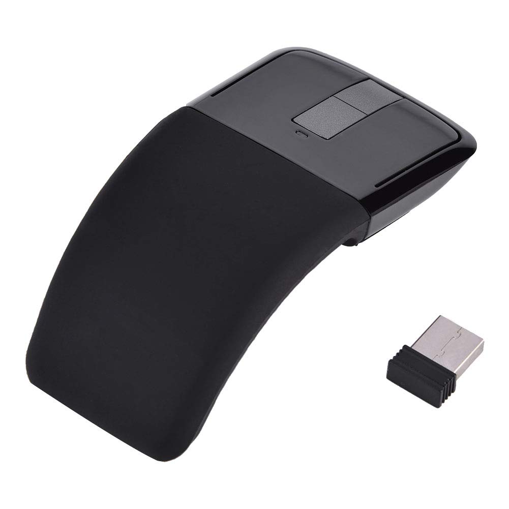 Foldable Wireless Touch Mouse - Bluetooth & USB Receiver for PC, Laptop, Smart TV - Portable Arc Design - Black | Perfect for Travel, Office & Home Use