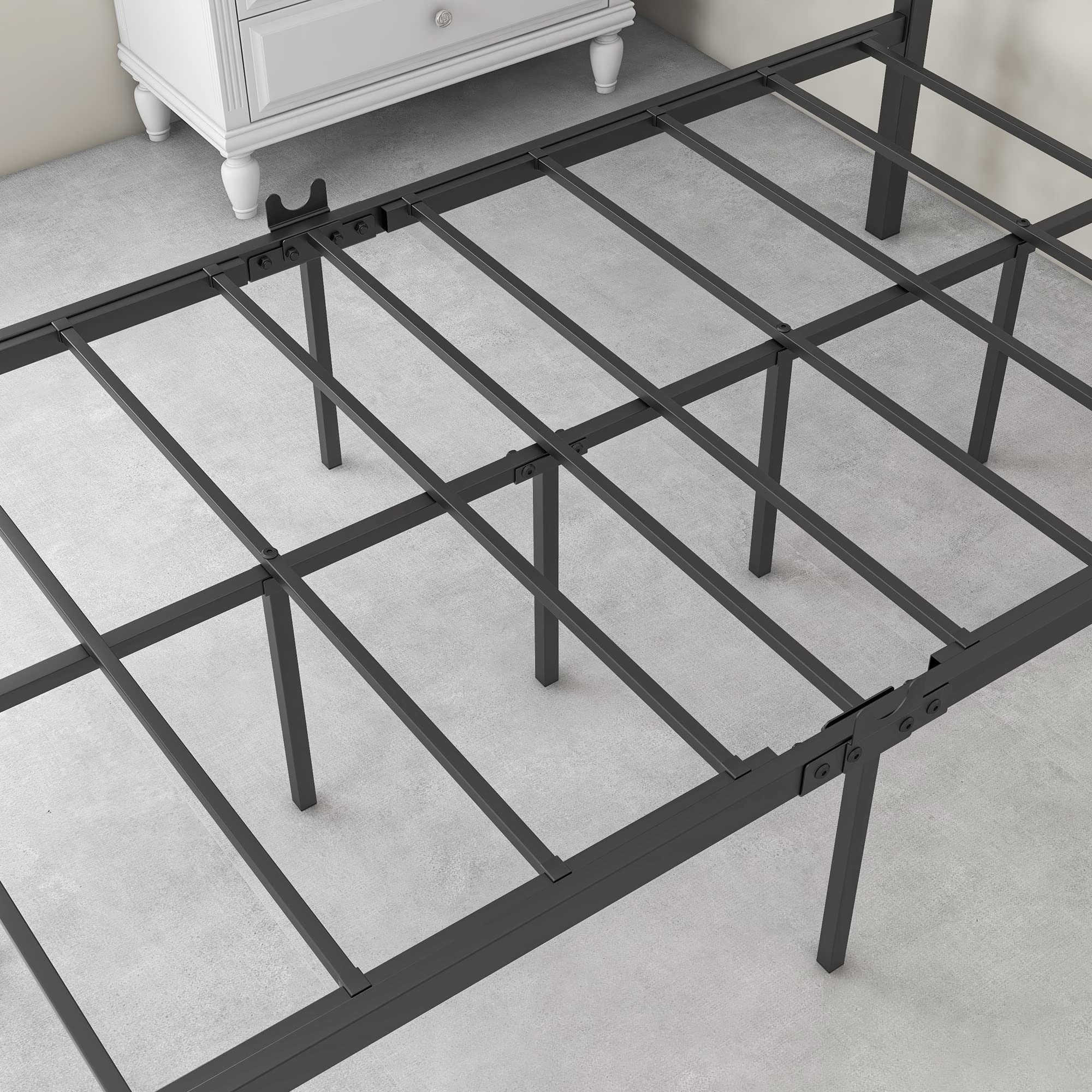 **Metal Canopy Bed Frame - No Box Spring Needed, X-Shaped Support, Black Twin Size - Perfect for Kids' Rooms, Guest Bedrooms & Cozy Dorm Spaces**