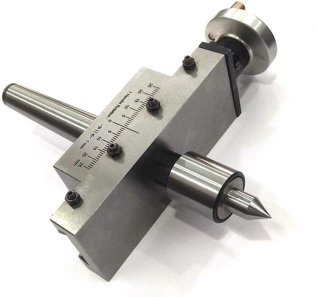 2MT Shank Taper Turning Attachment with Revolving Live Center - Metric Lathe Tailstock Offset Tool for Precision Metalworking & Woodturning Projects