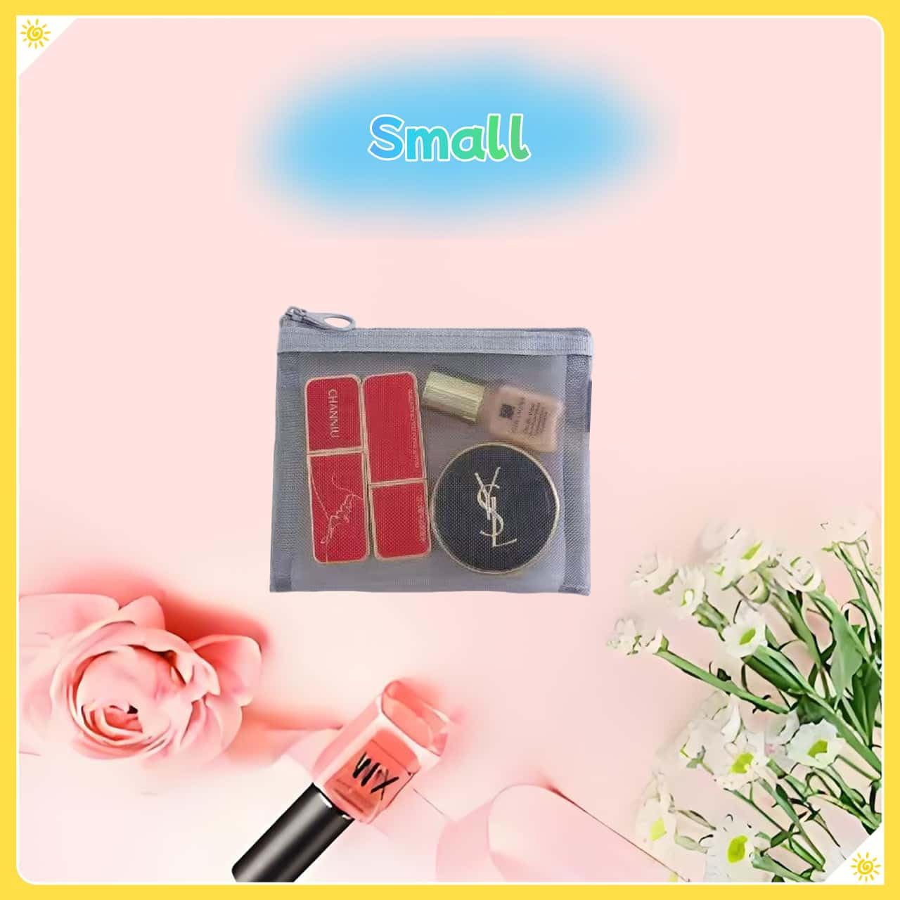 5PCS Zipper Mesh Bags for Travel Organizer - Small Cosmetic Storage Pouch, Credit Card Holder, Keychain & Coin Purse - Breathable Mesh Makeup Bag for Toiletries, Jewelry & Office Supplies (5Pcs Gray) - Perfect for Travel, Gym, Home & Office Organization