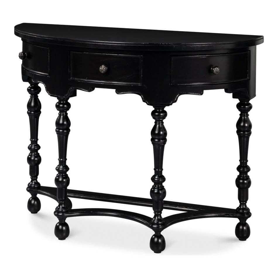 Abraham Half Round Console Table - Rustic Wood Entryway Sofa Table for Hallway & Living Room - Perfect for Home Decor & Small Spaces