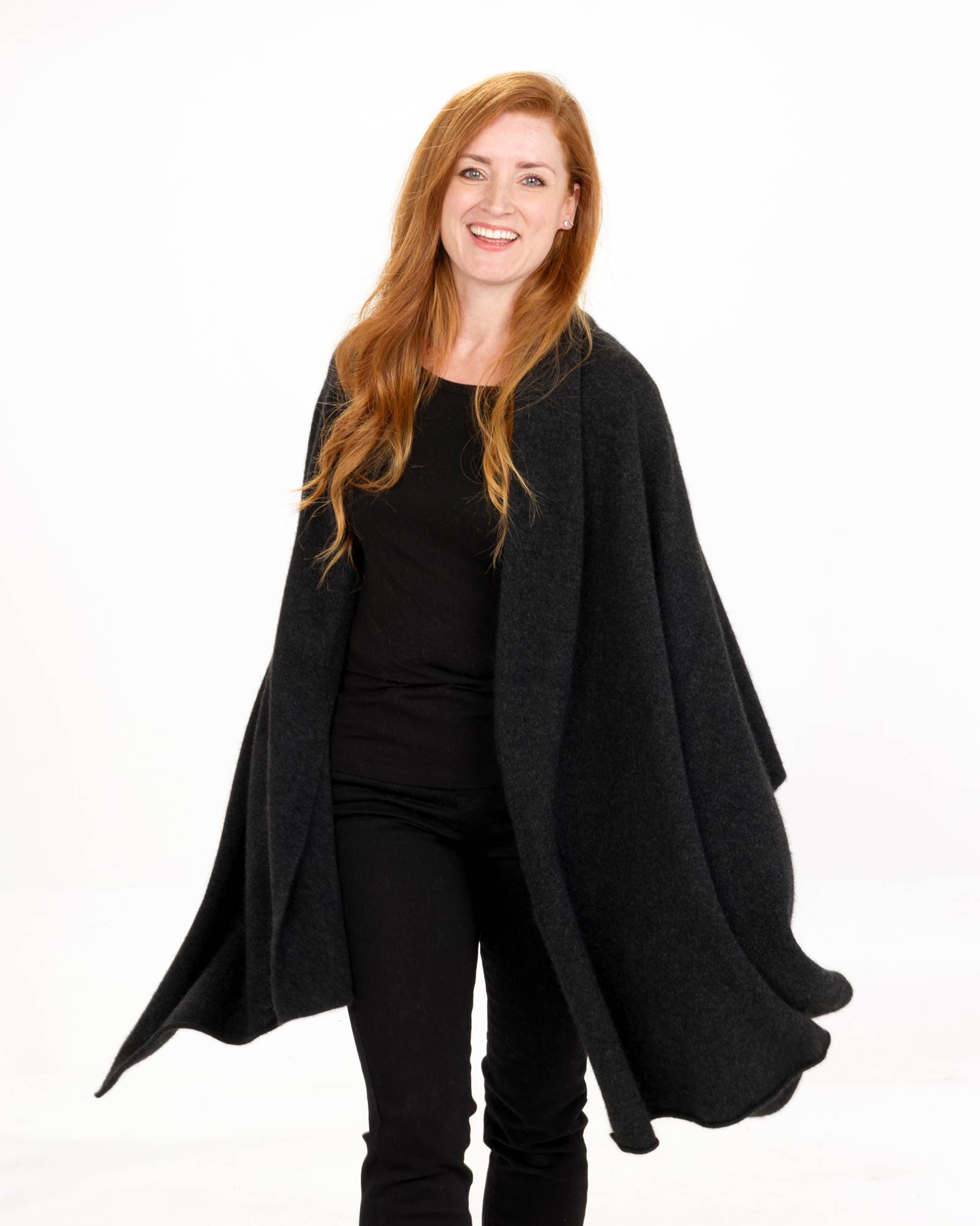 Charcoal Women's Travel Wrap - Soft Possum Merino Wool Scarf for Airplane, Office & Winter Wear NE815