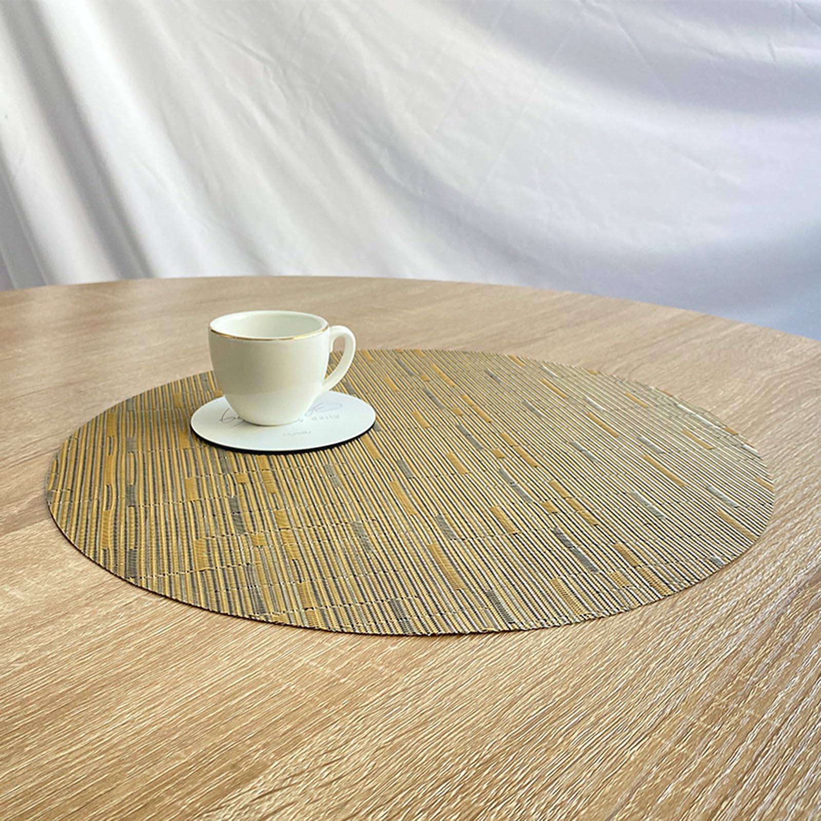 6-Pack Round Woven Table Placemats - 13.8 Inch Washable Non-Slip Placemats for Christmas, Home, Wedding & Party Decor - Brown - Perfect for Dining Tables, Kitchen Countertops, and Holiday Gatherings