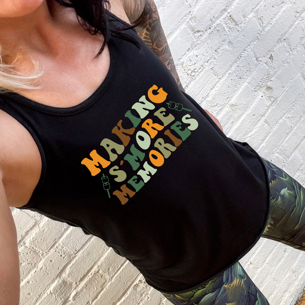 Making S'More Memories Shirt - Vintage Campfire Graphic Tee for Family Camping & Outdoor Adventures