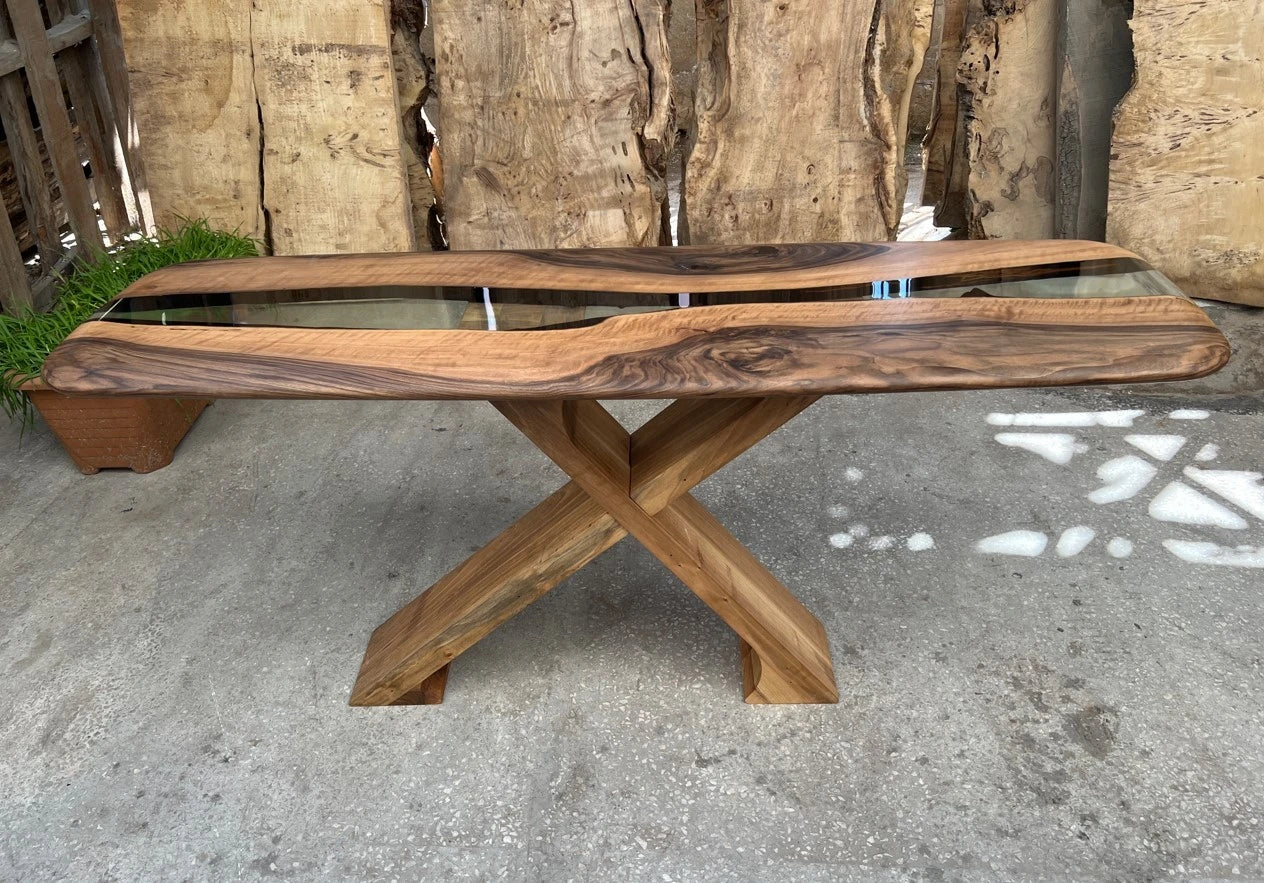 Handmade Solid Walnut Wood Console Table - Entryway Sofa Table, Hallway Accent Table for Living Room, Foyer & Home Decor