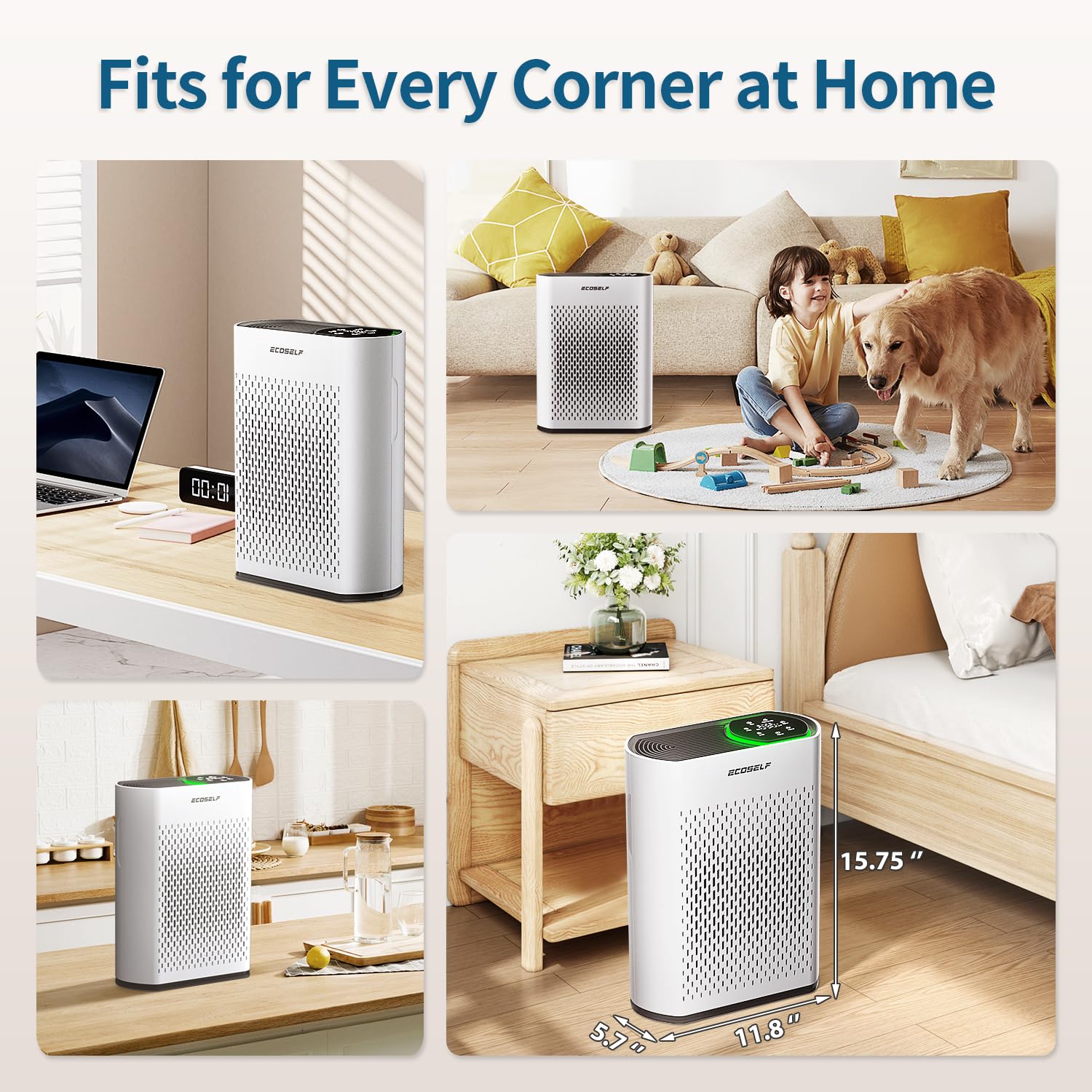 Best HEPA Air Purifier for Large Rooms up to 1400 Sq Ft - Quiet 20dB Sleep Mode, Smart Air Quality Monitor - Removes Dust, Smoke, Pollen, Pet Dander & Odors - Ideal for Bedroom, Office, Living Room & Pet Owners - White