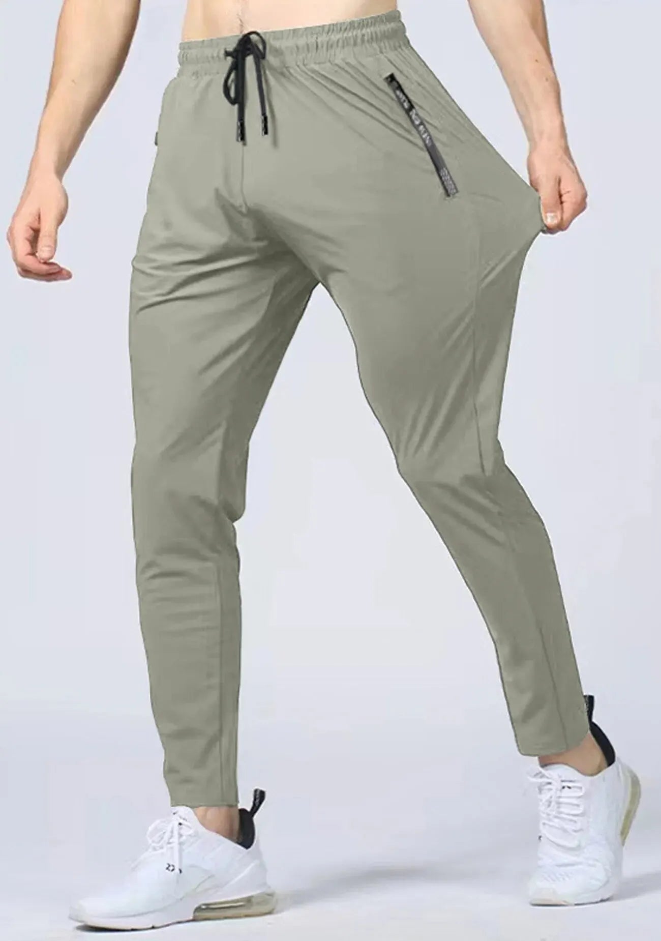 Men's Quick-Drying Breathable Joggers with Waist Drawstring - High Stretch Athletic Pants for Running, Gym Workouts & Casual Wear | Fitness & Lounge Comfort