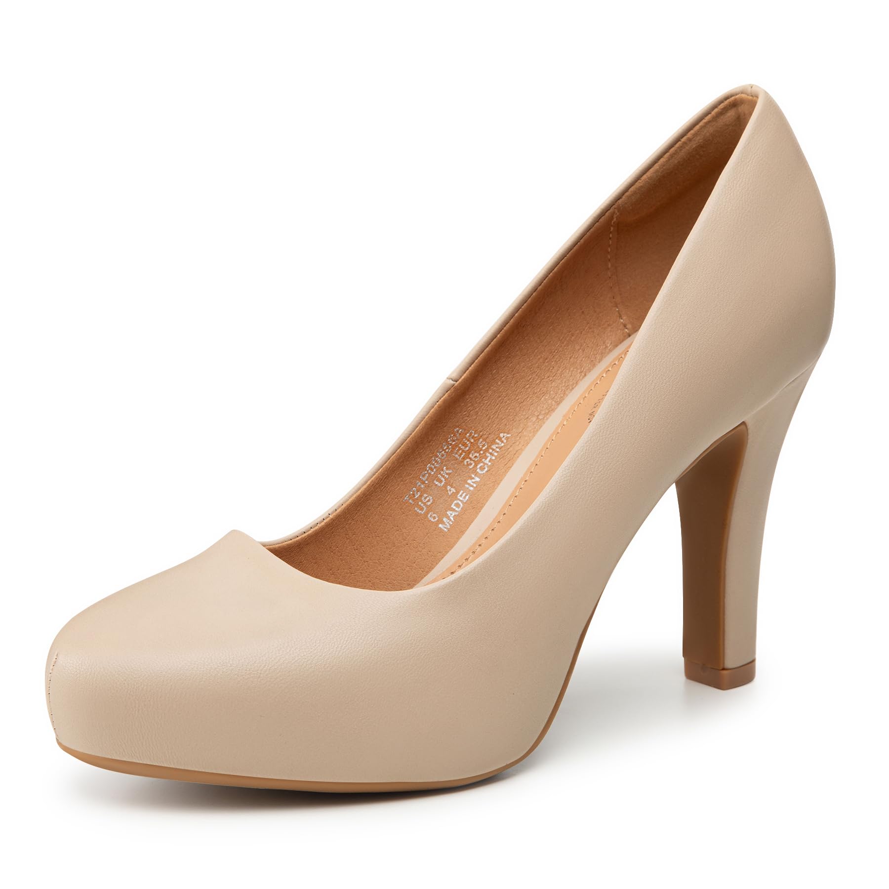 Stylish Women's Heels - Black, White, Brown & Nude Low Platform Pumps with 3.2 Inch Heel | Round Toe Dress Shoes for Office, Wedding & Special Occasions | Comfortable & Elegant for Work, Parties & Formal Events