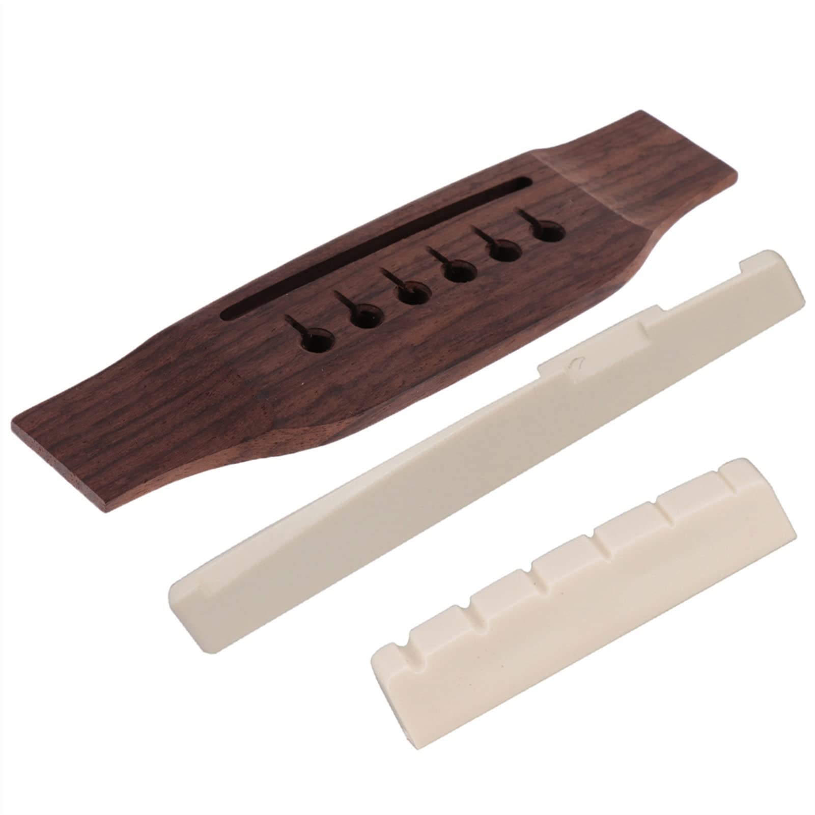 Left Hand Acoustic Guitar Bridge & Slotted Saddle Nut Replacement - Premium Backhand Guitar Parts for Enhanced Sound & Playability | Perfect for Guitar Repair, Upgrades & DIY Projects