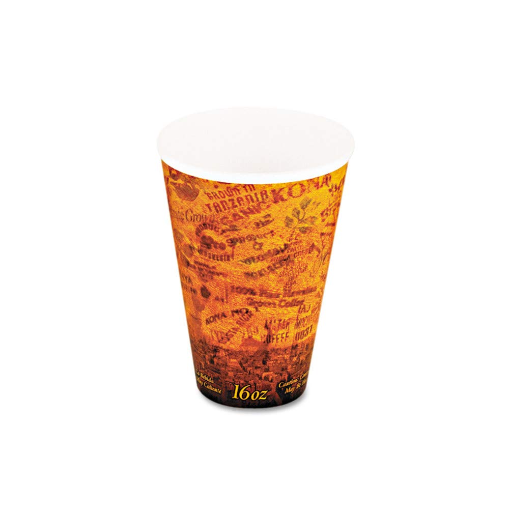 16oz Dart 16U16ESC Insulated Foam Hot & Cold Cups - 1000 Count Case (Brown/Black) - Perfect for Coffee, Tea, Parties, and Takeout Beverages