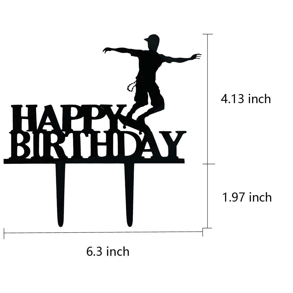 Skateboard Cake Topper - Happy Birthday Decor for Skateboard & Sports Theme Parties - Perfect for Birthday Cakes, Cupcakes & Desserts