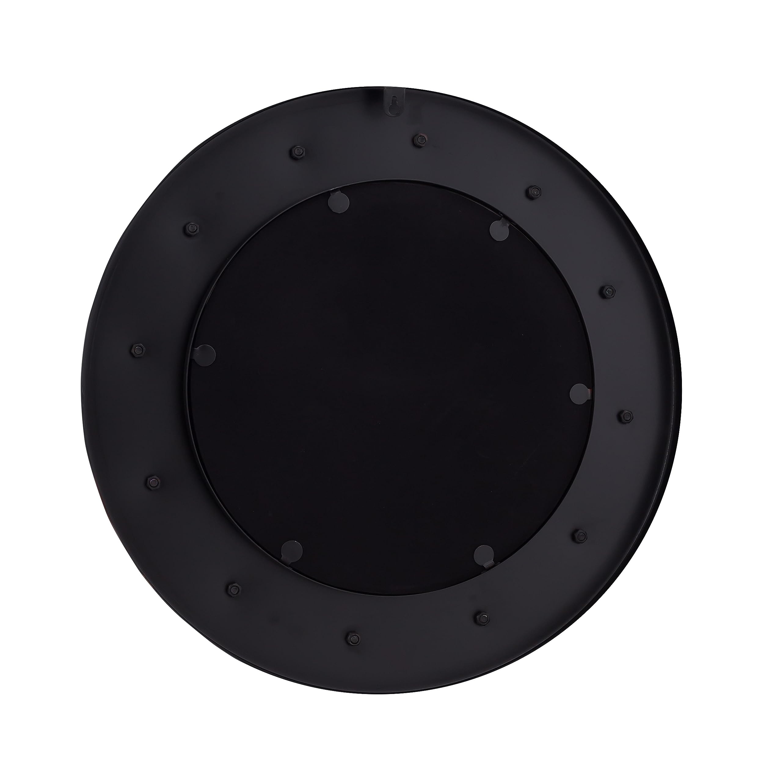 TOV Furniture Rockstar Black Round Metal Mirror - 24 Inch Modern Wall Decor for Living Room, Bedroom, Entryway | Stylish Home Accent for Vanity, Hallway & Decorative Wall Hanging
