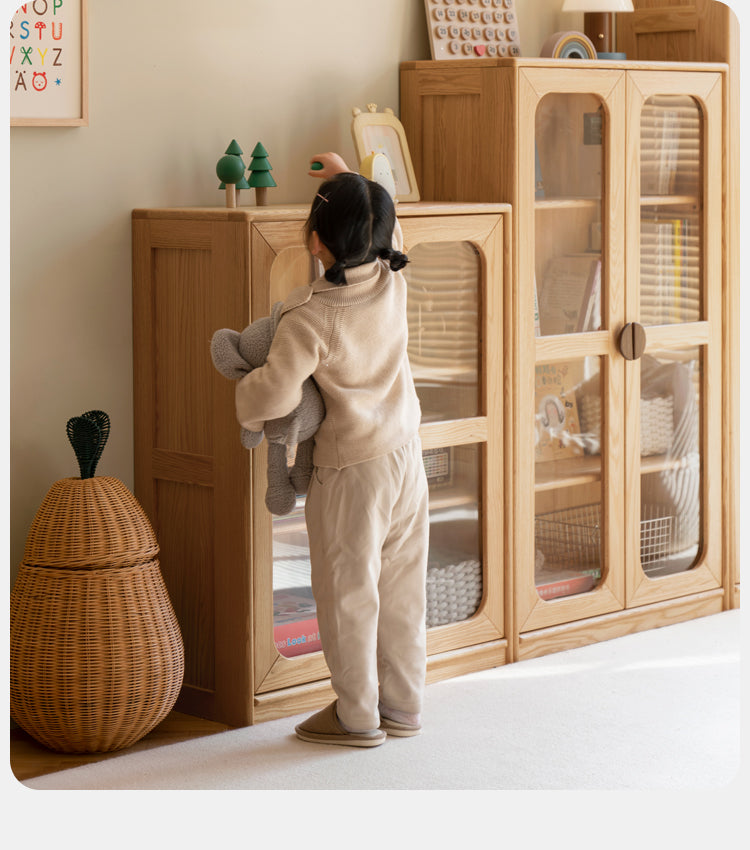 Solid Oak Wood Kids Bookcase & Bookshelf - Durable Children's Book Storage for Bedroom, Playroom, and Classroom Organization