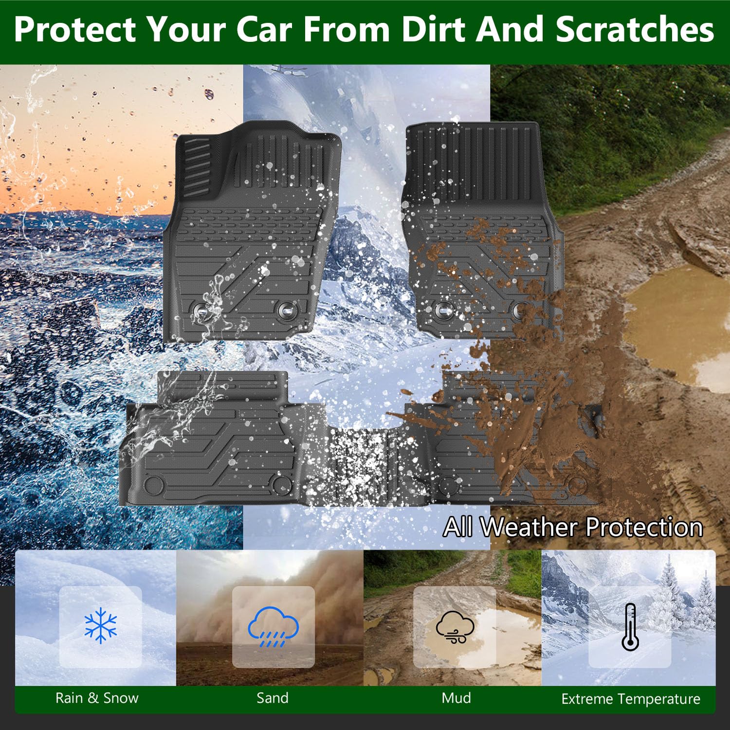 2024-2025 Toyota Tacoma 6FT Bed Mat Set - Heavy Duty Truck Bed Liner with Tailgate Mat & Floor Mat | Non-Slip Protection for Pickup Truck Accessories | Perfect for Camping, Hauling & Off-Road Adventures