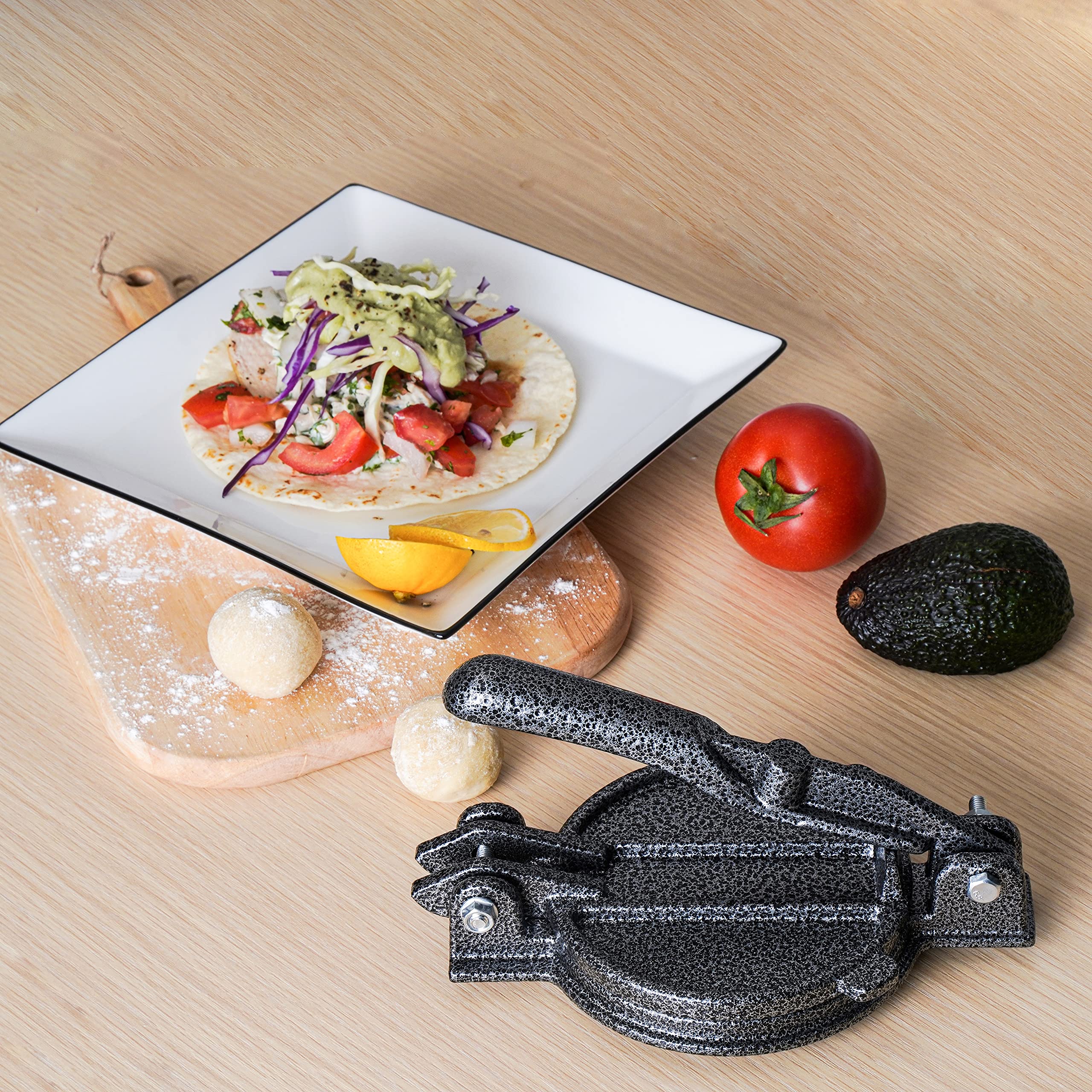 **5-inch Heavy Duty Cast Iron Tortilla Press - Gordita Maker, Chapati & Taco Press for Homemade Flour Tortillas, Puri & Patacones | Perfect for Mexican & Indian Cuisine**