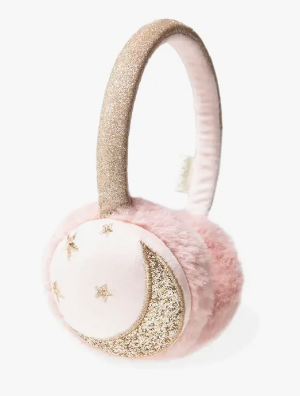 RKH Moonlight Earmuffs for Women - Soft Pink Winter Ear Warmers, Fleece Lined Noise Reducing Headphones for Sleeping, Travel & Outdoor Activities