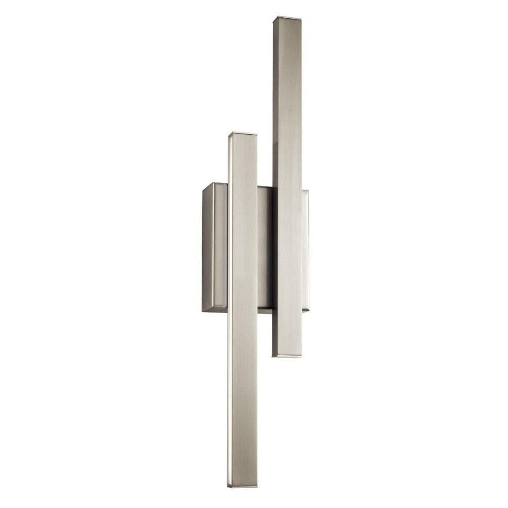 Elan 83703 Idris 2-Light LED Wall Sconce - 17W Brushed Nickel Finish - Modern Indoor/Outdoor Lighting for Hallway, Bedroom & Patio