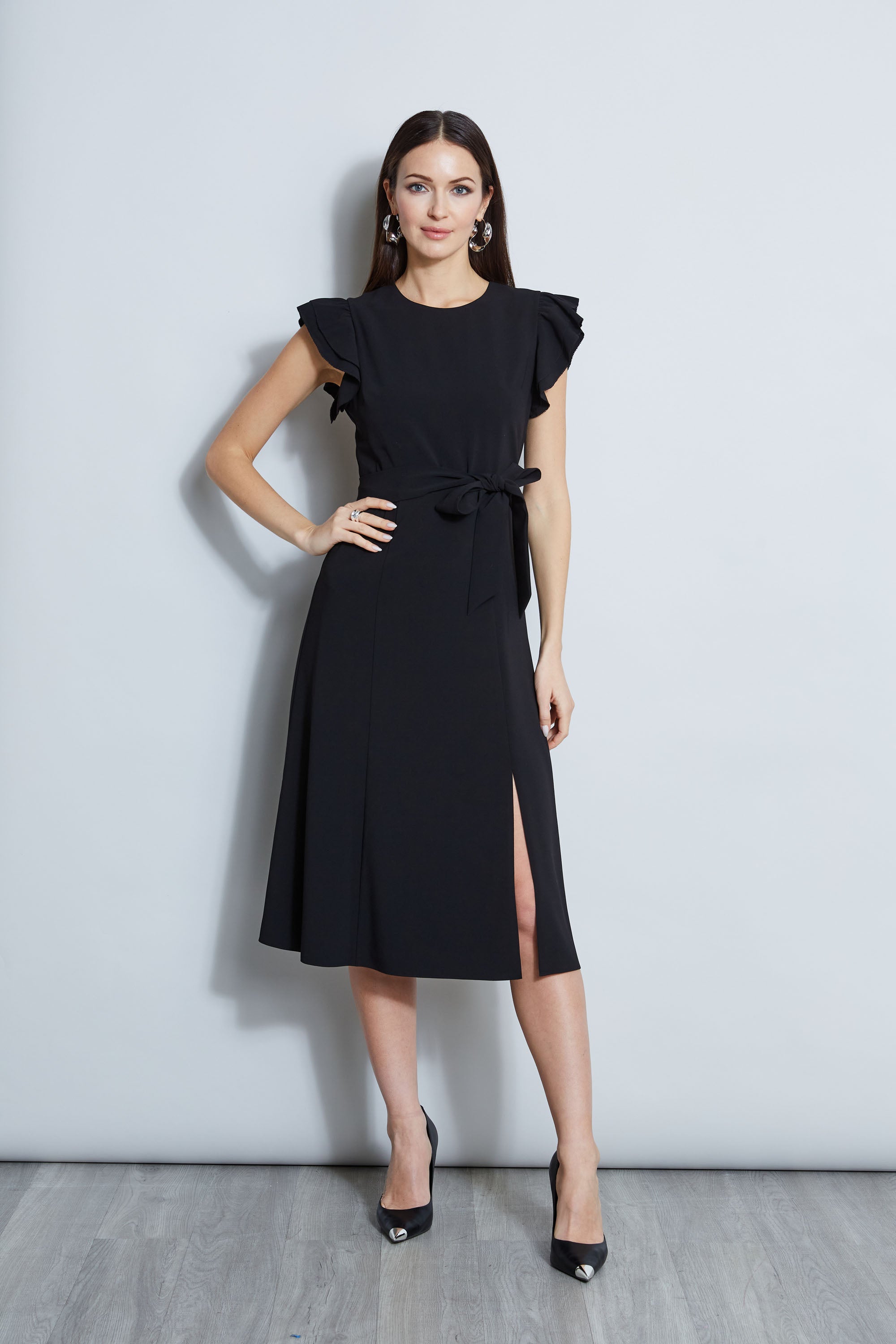 Flutter Sleeve Midi Dress for Women - Flowy Summer Dress with Ruffle Details - Perfect for Beach Vacations, Date Nights & Outdoor Parties