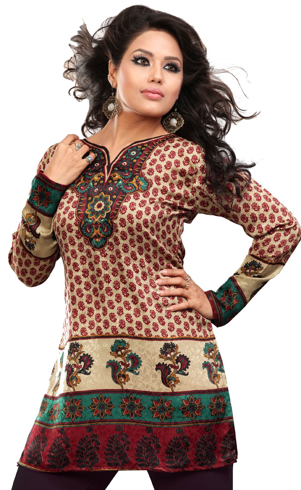 Maple Clothing Women's Indian Tunic Top Kurti Kurta - Elegant Ethnic Embroidered Blouse for Casual & Festive Wear | Perfect for Diwali, Weddings & Cultural Events