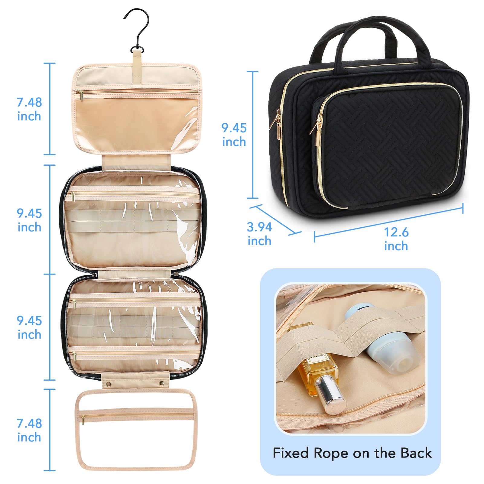 TSA Approved Hanging Travel Toiletry Bag for Women & Men - Large Waterproof Cosmetic Organizer with Multiple Pockets | Perfect for Air Travel, Camping & Gym Essentials Storage