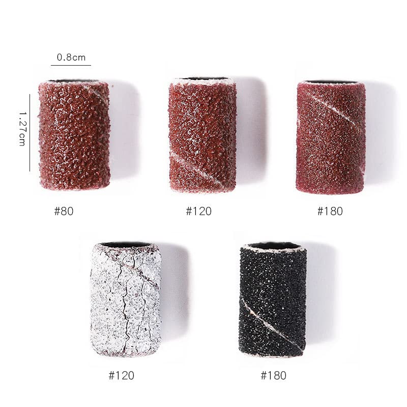 Yimart 210pcs Nail Sanding Bands Set - 80# 120# 180# Grit for Electric Nail Drill Machine - UV Gel Manicure & Pedicure Tools (3 Colors) - Perfect for Salon Professionals & DIY Nail Art at Home