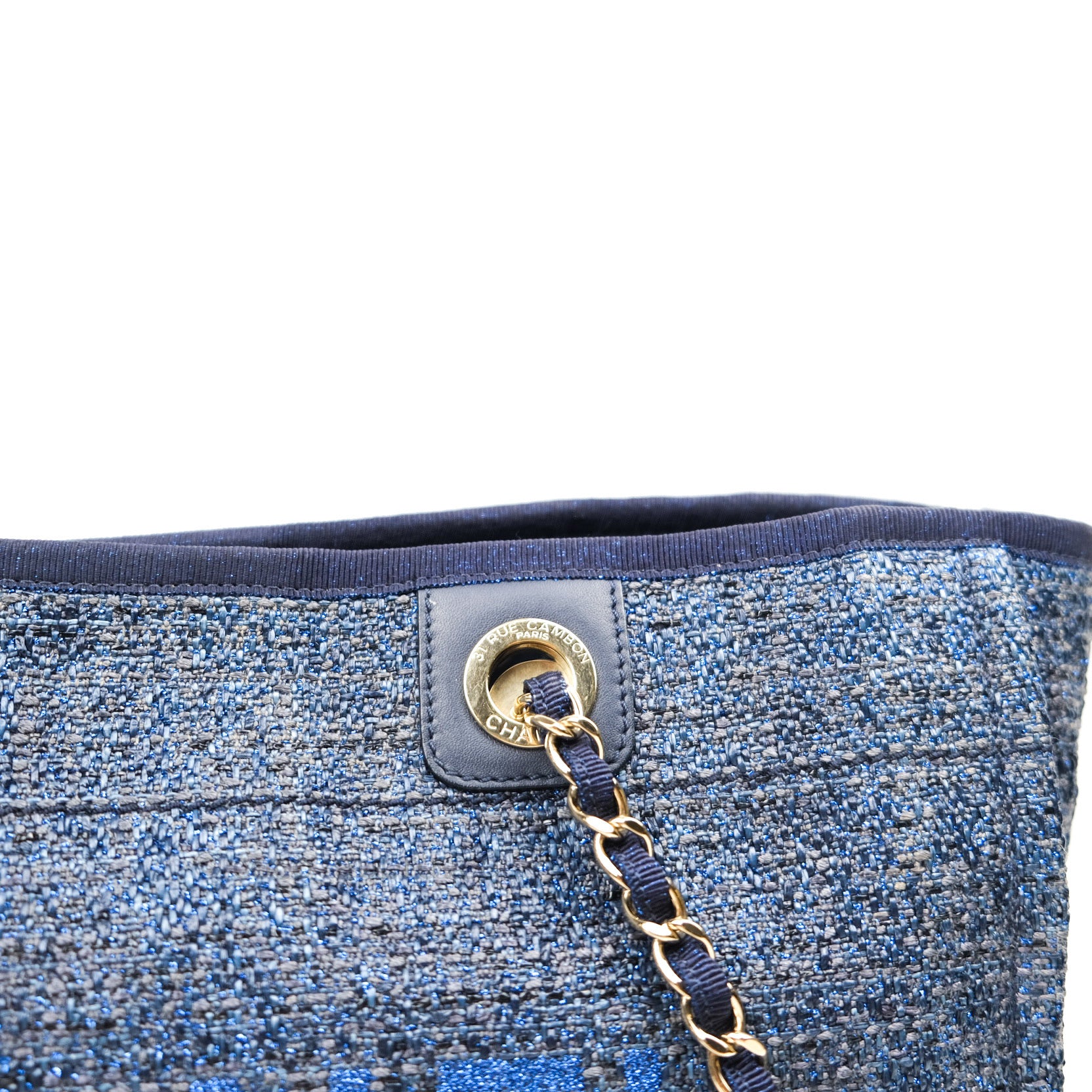 Chanel Navy Blue Canvas Deauville Medium Tote Bag - Luxury Designer Handbag for Women, Perfect for Work, Travel & Everyday Use