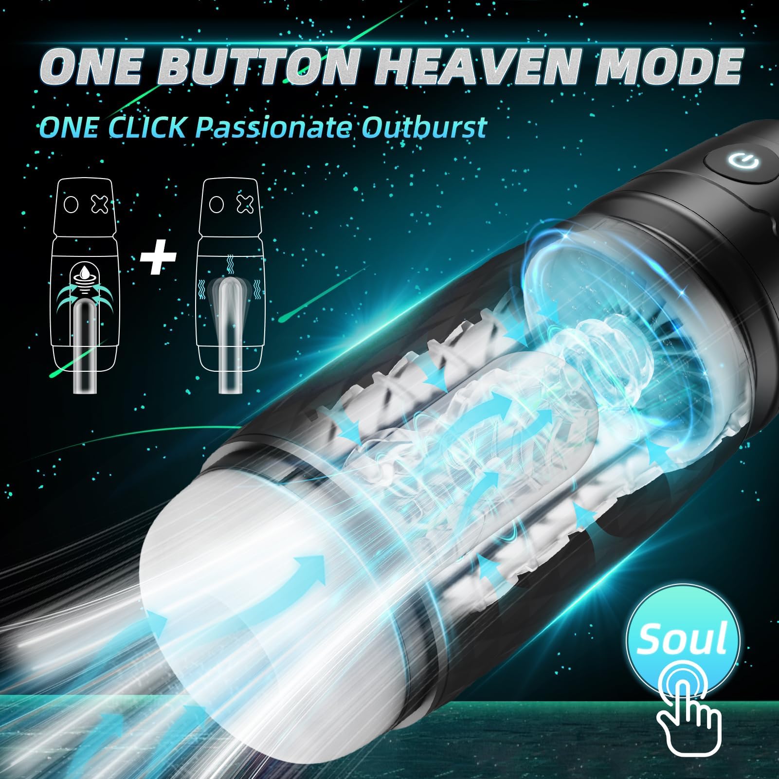 Premium Male Masturbator Sex Toy for Men - Hands-Free Penis Pump with 3 Suction Modes & 4 Vibration Settings, Realistic Blowjob Simulator with 3D Textured Sleeve & Ergonomic Design (Black) - Perfect for Solo Pleasure, Couples Play, and Discreet Adult Entertainment