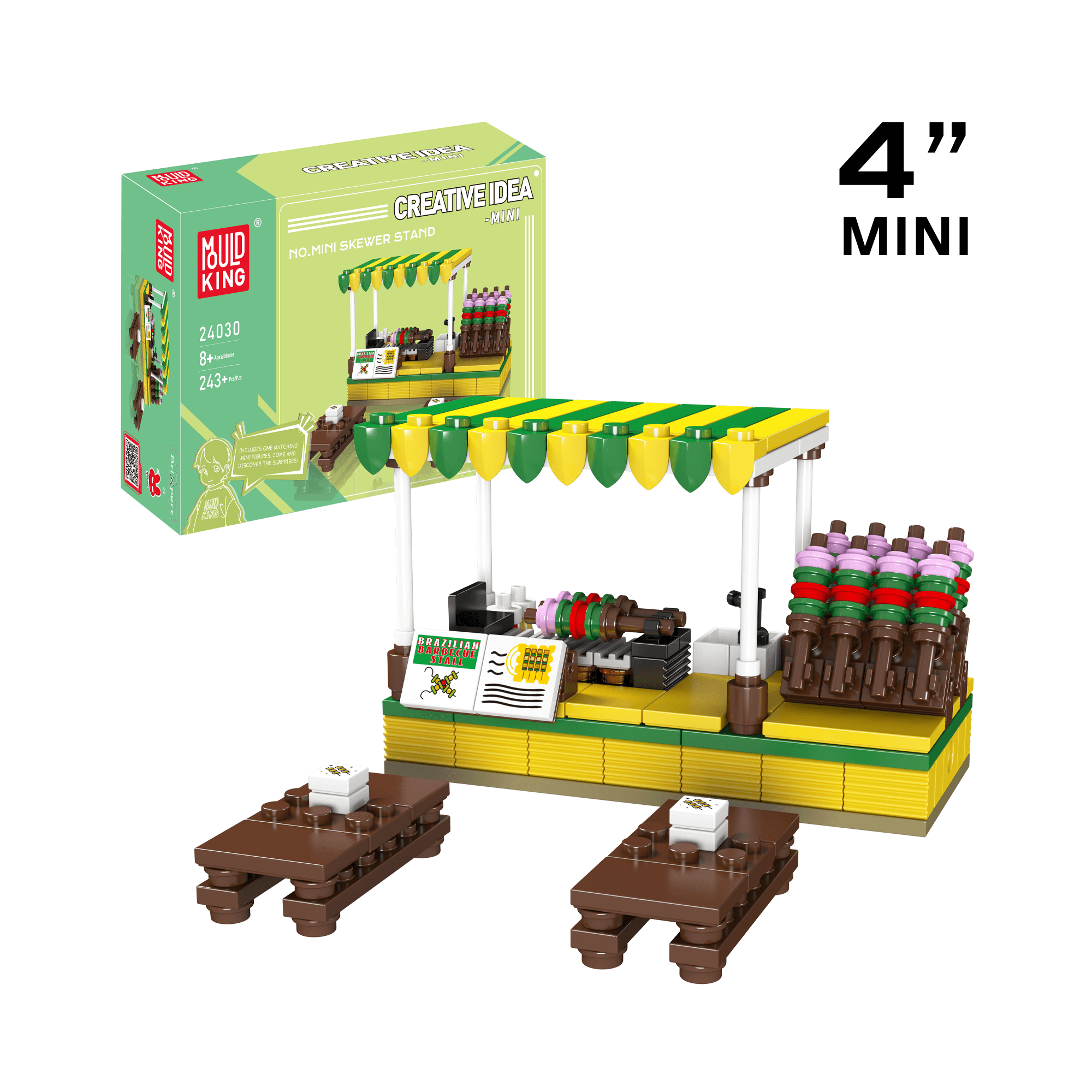 Mould King 24030 Skewer Stand Building Blocks Toy Set - 243 Pcs STEM Educational Construction Kit for Kids, Perfect for Creative Play & Birthday Gifts
