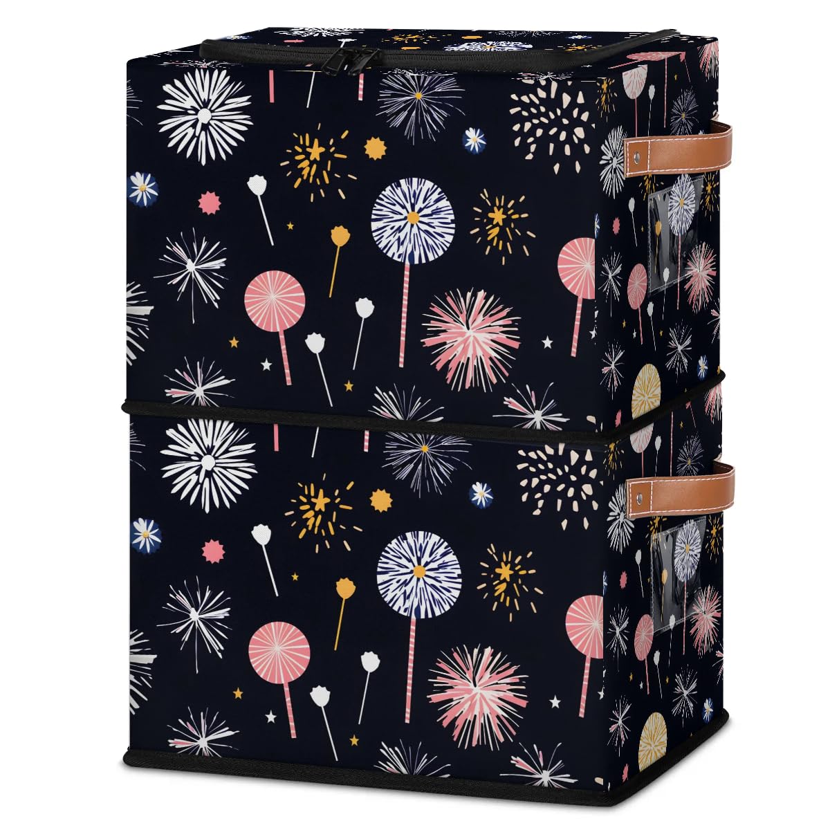 Collapsible Storage Bins with Lids - Stackable Fabric Storage Cubes for Clothes, Toys, Blankets | Dustproof Closet Organizer | Home & Office Organization Solution | Perfect for Bedroom, Nursery, and Garage Storage